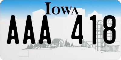 IA license plate AAA418