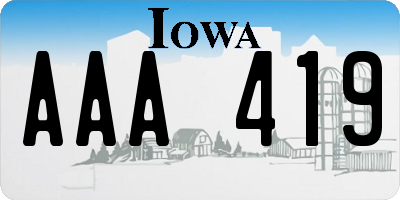 IA license plate AAA419