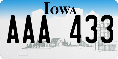 IA license plate AAA433