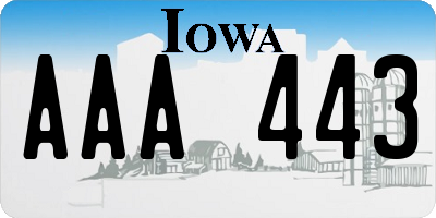 IA license plate AAA443