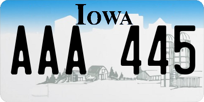 IA license plate AAA445