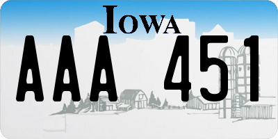 IA license plate AAA451