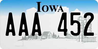 IA license plate AAA452