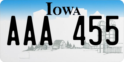 IA license plate AAA455