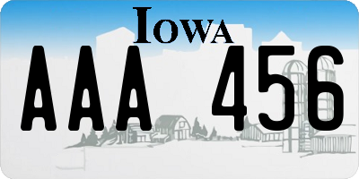 IA license plate AAA456