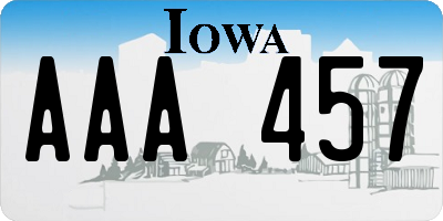 IA license plate AAA457