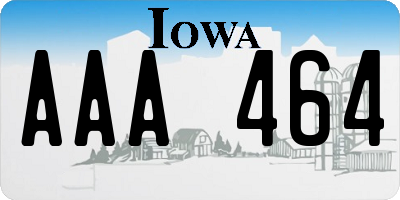 IA license plate AAA464