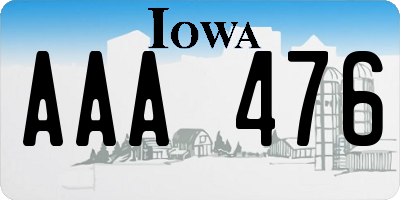 IA license plate AAA476