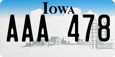 IA license plate AAA478