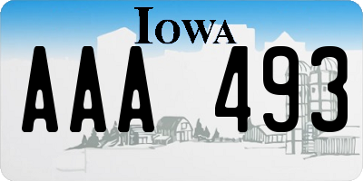IA license plate AAA493