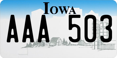 IA license plate AAA503