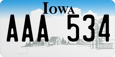 IA license plate AAA534