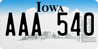 IA license plate AAA540