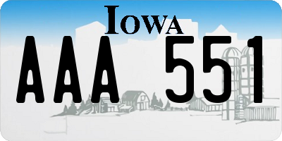 IA license plate AAA551