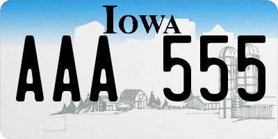 IA license plate AAA555