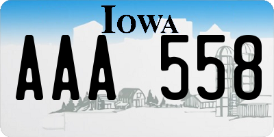 IA license plate AAA558