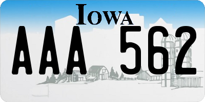 IA license plate AAA562