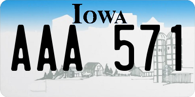 IA license plate AAA571