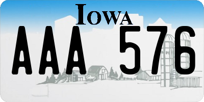 IA license plate AAA576