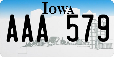 IA license plate AAA579