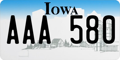 IA license plate AAA580