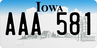 IA license plate AAA581