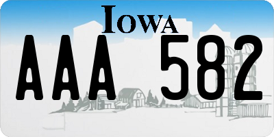 IA license plate AAA582