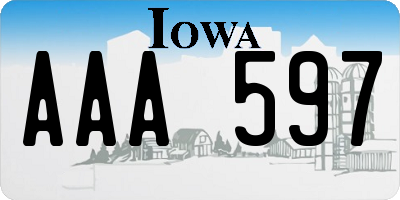 IA license plate AAA597