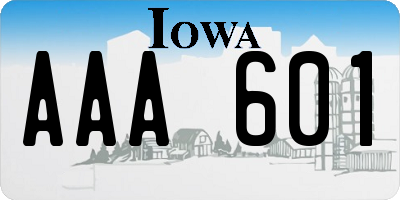 IA license plate AAA601