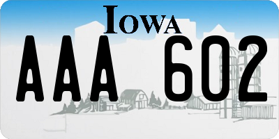 IA license plate AAA602