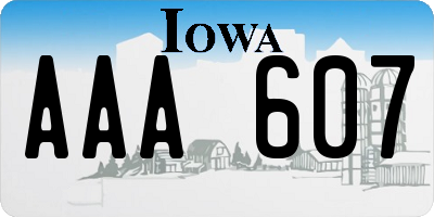 IA license plate AAA607