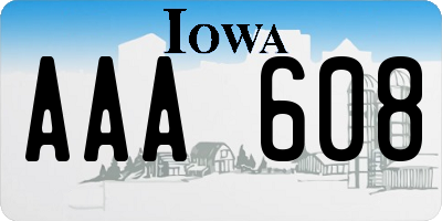 IA license plate AAA608