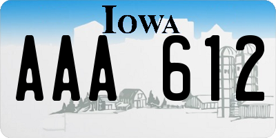 IA license plate AAA612