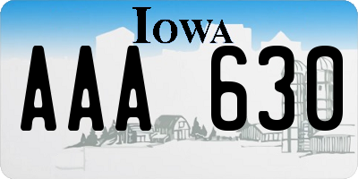 IA license plate AAA630