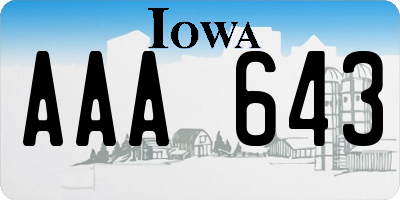 IA license plate AAA643