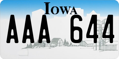 IA license plate AAA644