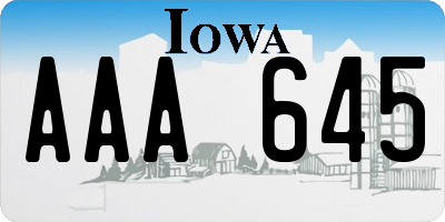 IA license plate AAA645