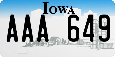IA license plate AAA649