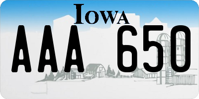 IA license plate AAA650