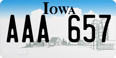 IA license plate AAA657