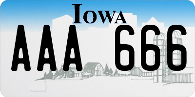 IA license plate AAA666