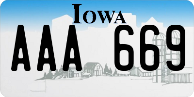 IA license plate AAA669