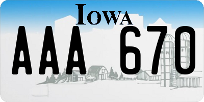 IA license plate AAA670