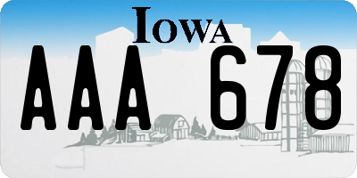 IA license plate AAA678