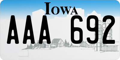 IA license plate AAA692