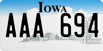 IA license plate AAA694