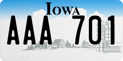 IA license plate AAA701