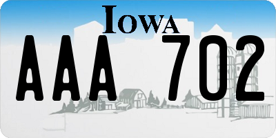 IA license plate AAA702