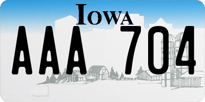 IA license plate AAA704