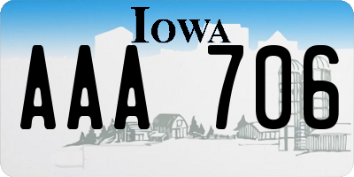 IA license plate AAA706